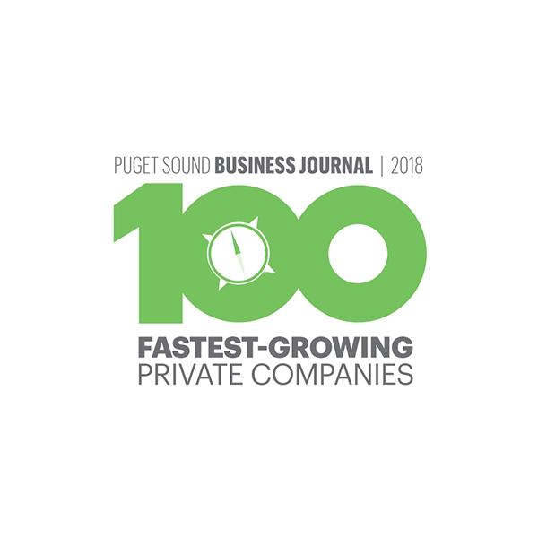 Puget Sound Business journal 100 fastest-growing private companies 2018 badge