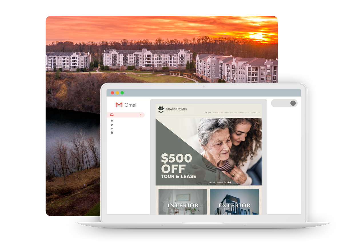 Example of email marketing campaign advertising apartment buildings and senior living communities