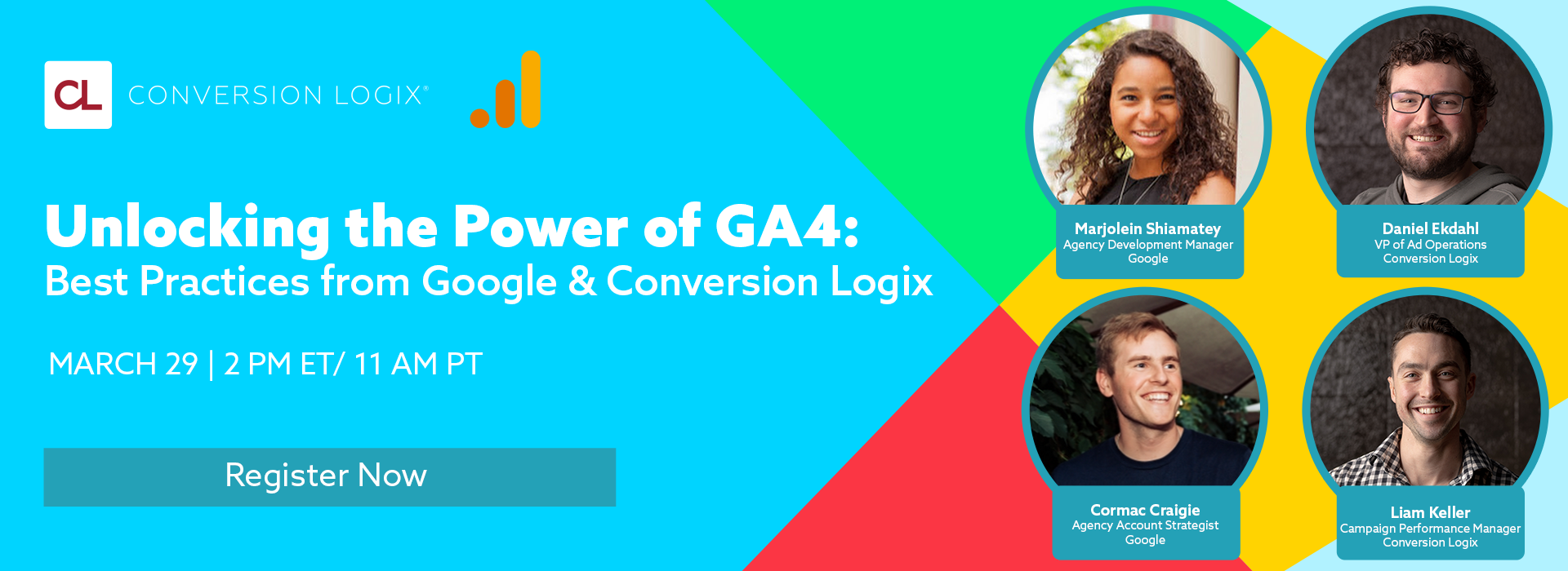 Ad for LinkedIn Live titles Unlocking the power of GA4 Best practices from Google and Conversion Logix