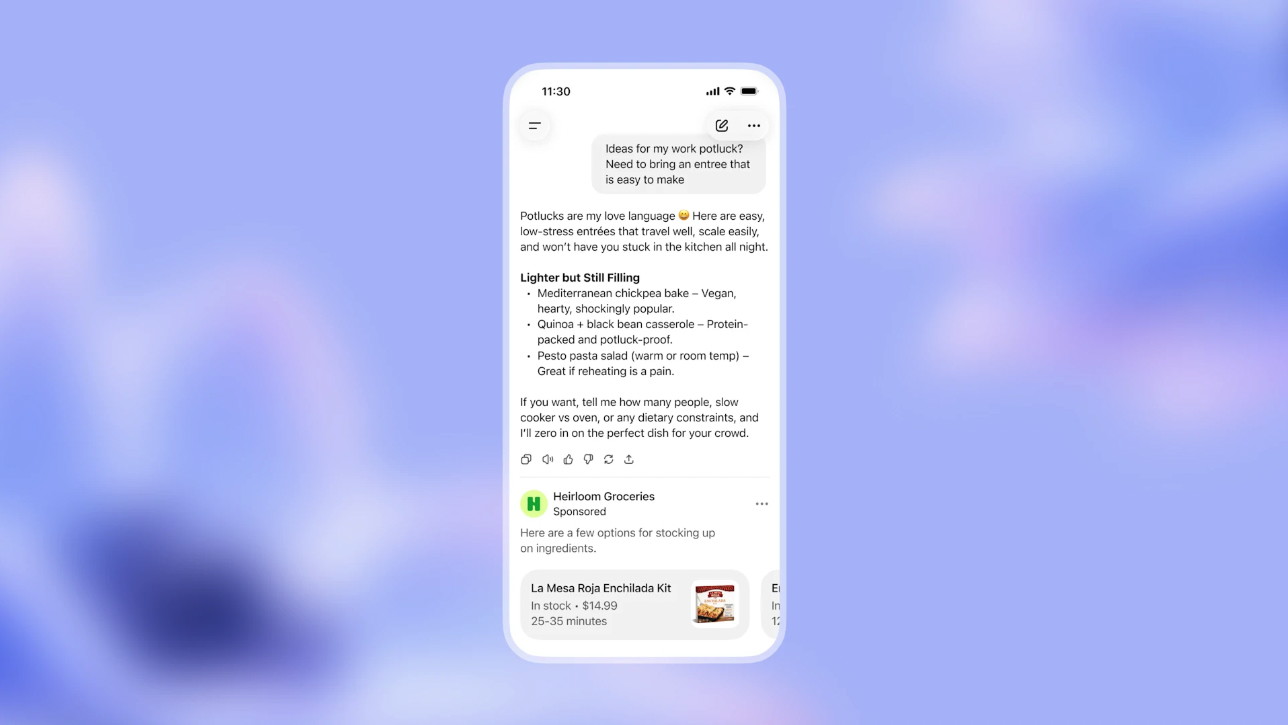 Example of Grocery Delivery ChatGPT Ad